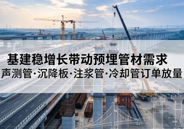 安居基建稳增长带动预埋监测管材需求，声测管、沉降板、注浆管订单持续放量